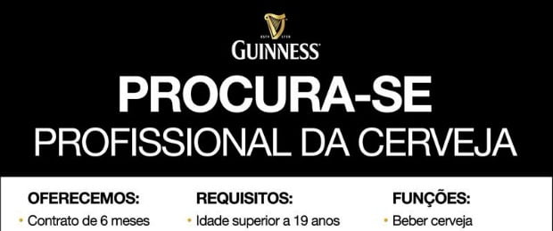 Guinness procura profissional de cerveja