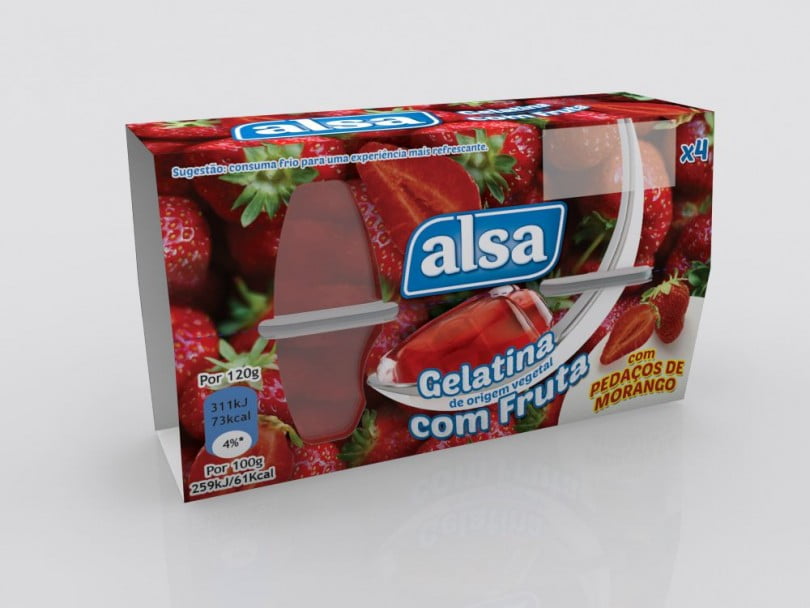 Alsa gelatina com fruta morango