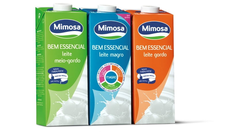 Mimosa Bem Essencial leite embalagens
