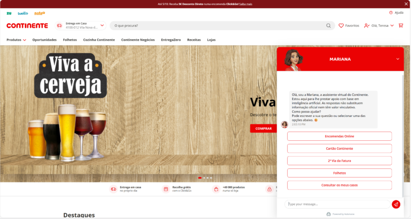 Continente aposta em agente de IA para apoio rápido e personalizado ao cliente
